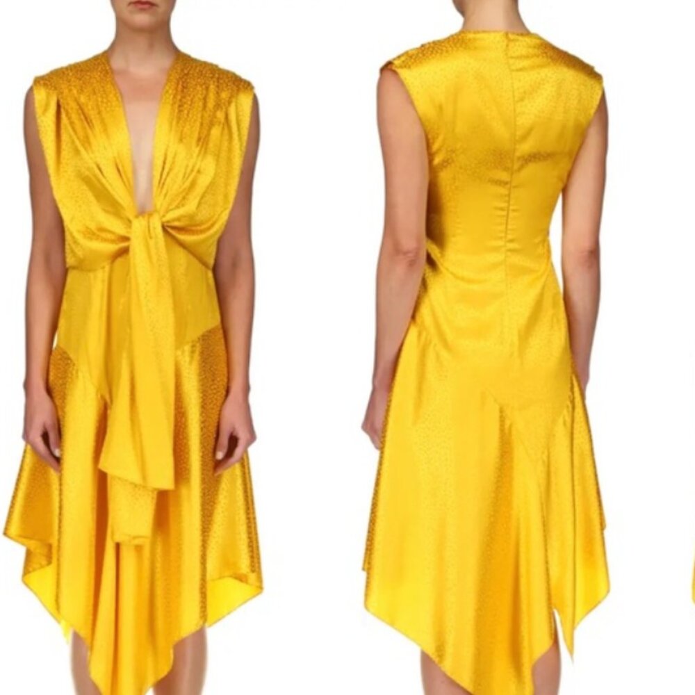 Jaquard Yellow Print Dress